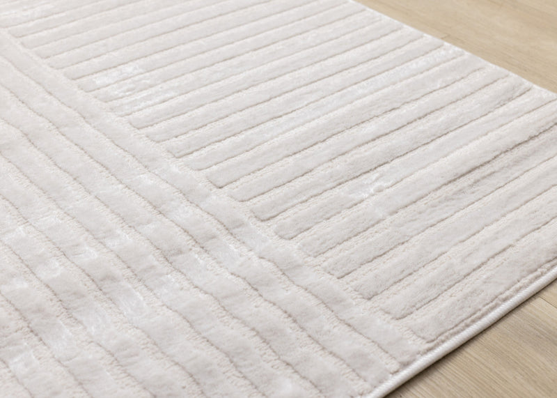 Leonardo White Grey Modern Lines Area Rug - 5'3\" x 7'7\"