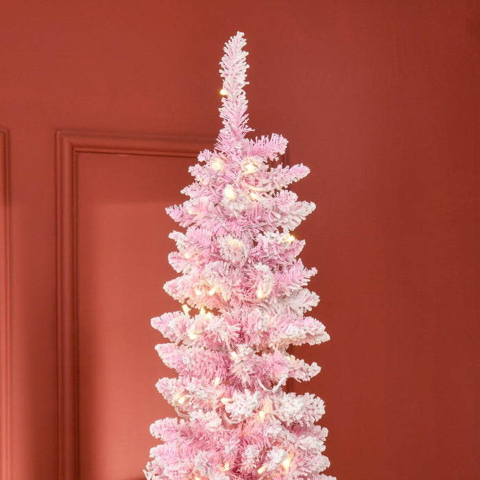 Homcom 7.5ft Snow Flocked Artificial Christmas Tree W/ Led Light