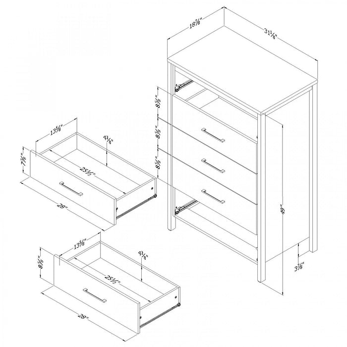 Gravity 5-drawer Chest - Gray Maple 