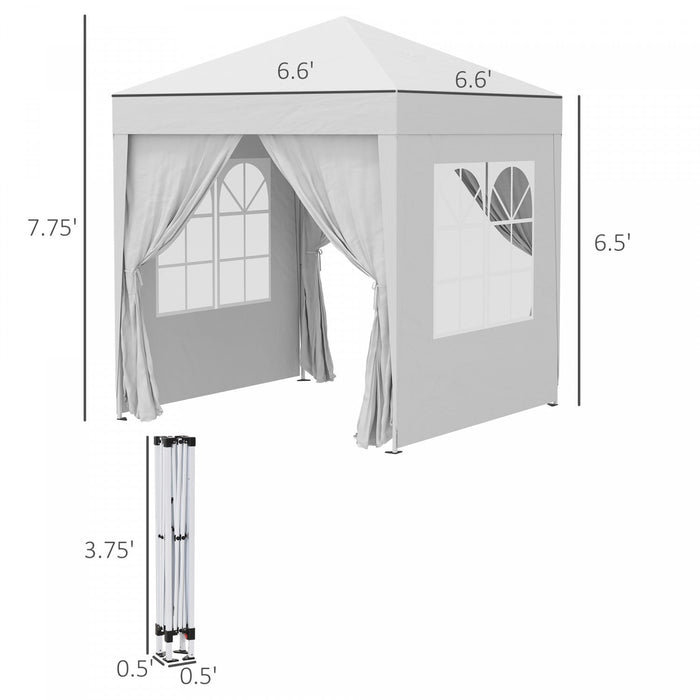 Outsunny 6.6'x6.6' Pop Up Gazebo Canopy Tent With Sidewalls, Instant Sun Shelter, With Carry Bag, Fo