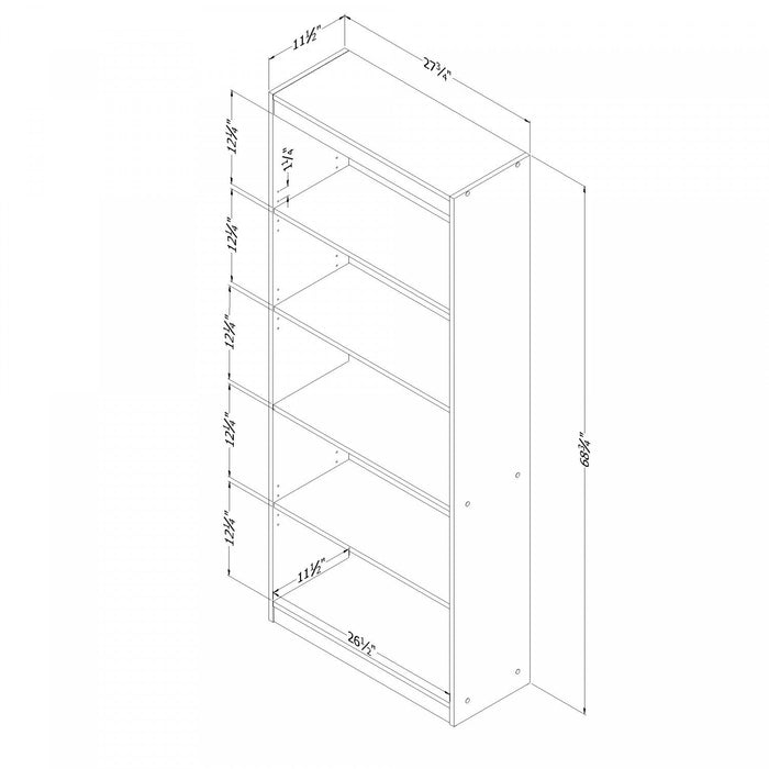 Axess 5-Shelf Bookcase - Rustic Oak