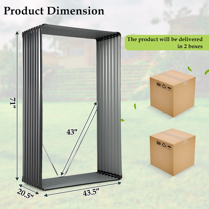 Costway 1 Pc Galvanized Raised Garden Bed Outdoor Planter Box Firewood Rack Log Holder