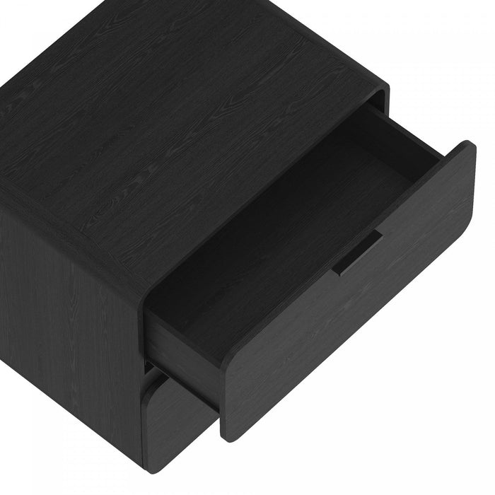 Chrystie Contemporary Modern 26\" Nightstand in Black (2-Drawer) 