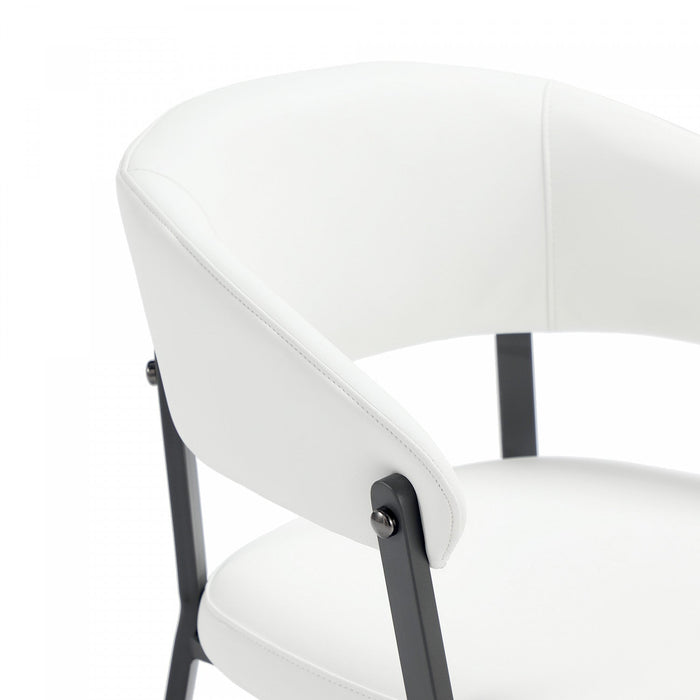 Belle Modern Metal Upholstered Dining Chair in White 