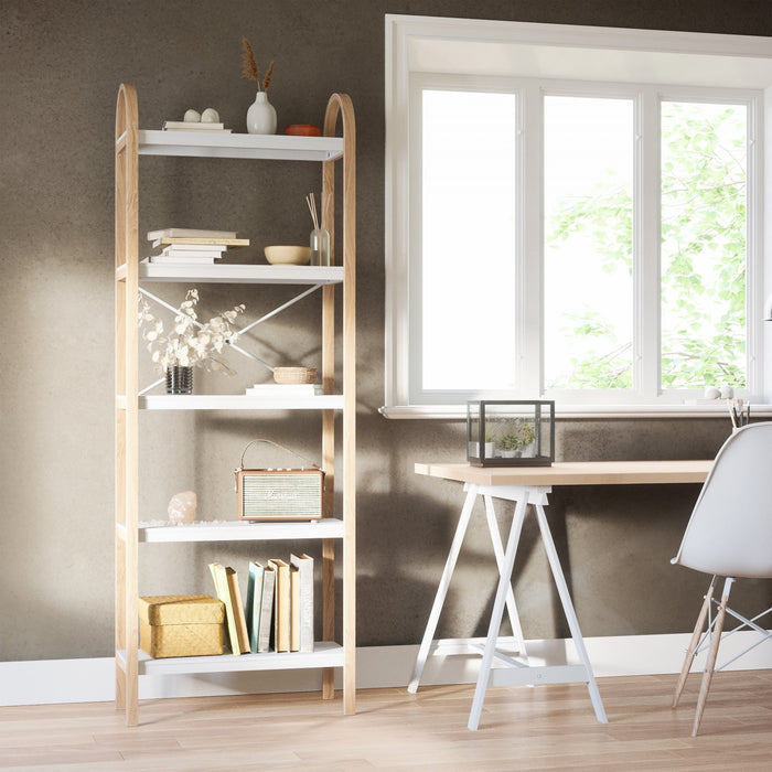 Umbra Modern Bellwood 5-Shelf Bookcase - White and Natural