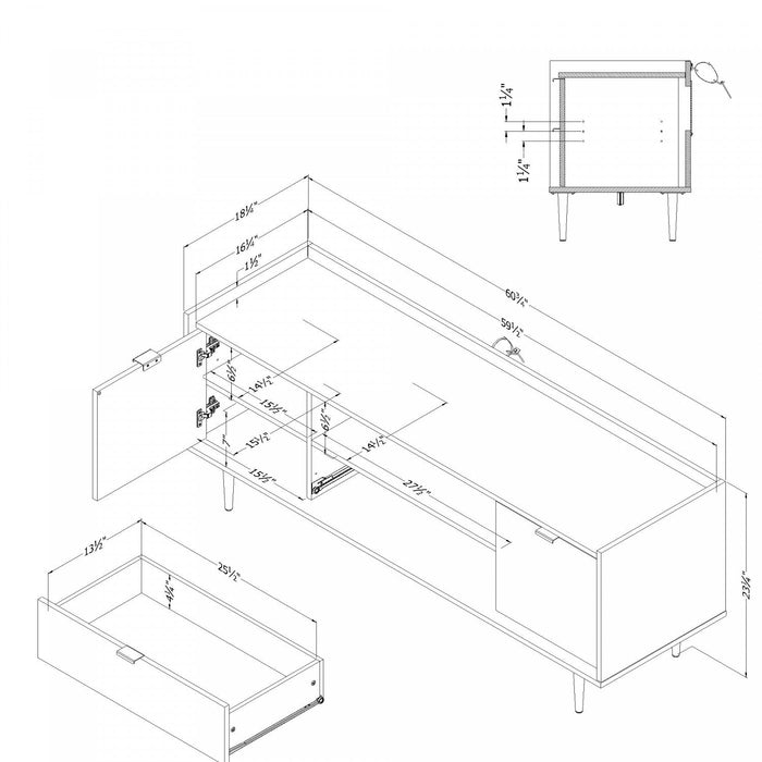 Hype 61” TV Stand - Grey Oak