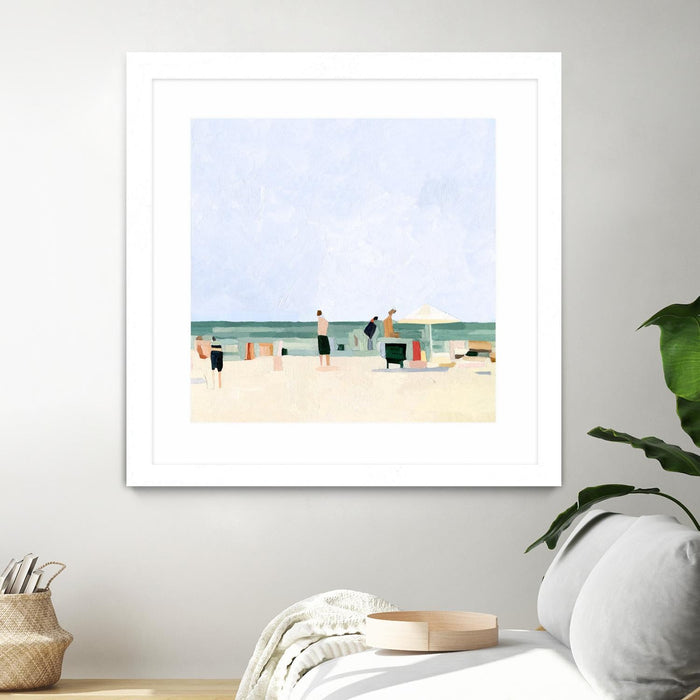 \"Family Vacation I\" Matted and Framed White 36x36 Wall Art
