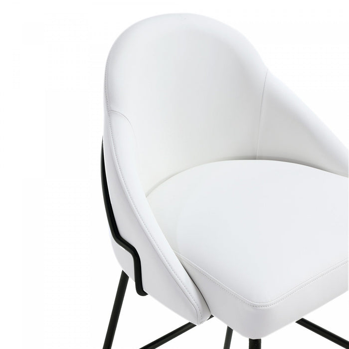 Gracie Modern Metal Upholstered Barstool in White and Black Bar Stool 