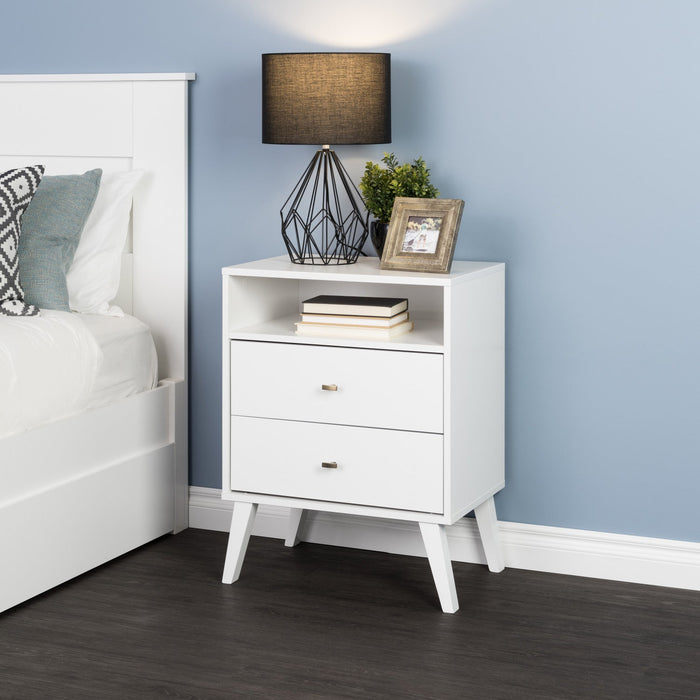 Milo 2-Drawer Tall Nightstand - White
