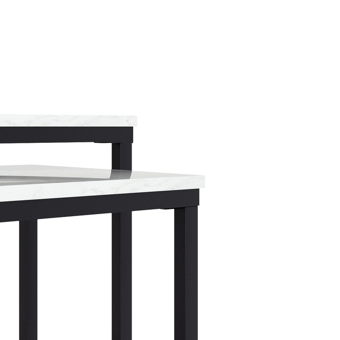 Quartz Two Square Nested Tables Marble Top 