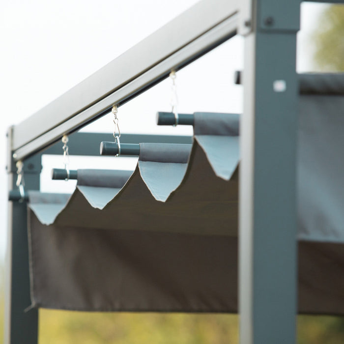 Outsunny 10' X7' Patio Pergola With Retractable Canopy, Outdoor Sun Shelter, Yard Shade, Grey