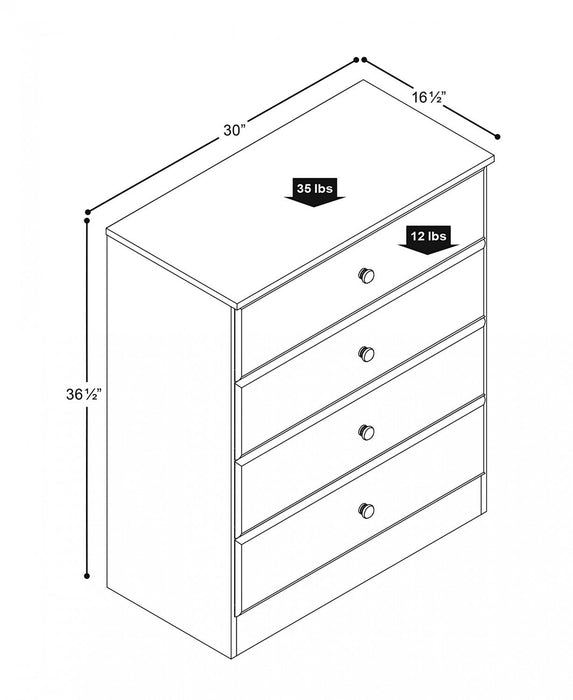 Astrid 4-Drawer Dresser - White