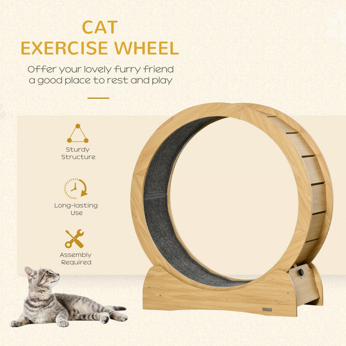 Pawhut Cat Running Wheel, Cat Exercise Treadmill With Brake, Carpeted Runaway, Pet Fitness Weight Lo