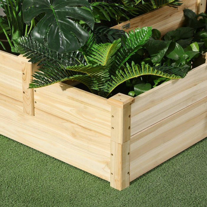 Outsunny 3 Tier Raised Garden Bed, Wooden Raised Planter Box Kit For Growing Vegetables, Herbs, Flow
