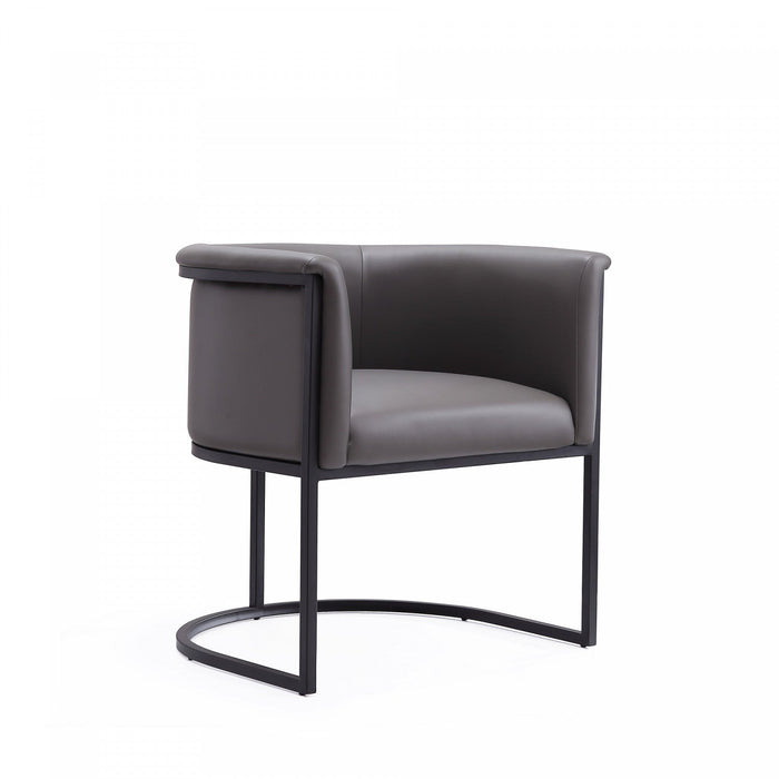 Cosmopolitan Mid-Century Modern Vegan Leather Metal Dining Chair in Graphite - Set of 2 