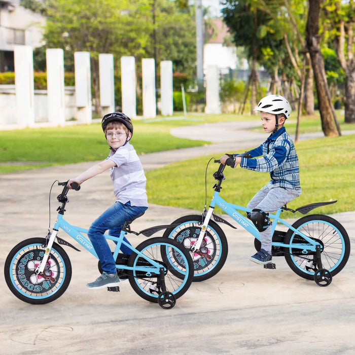 Costway 18" Kid's Bike For 4-8 With Height-adjustable Handlebar & Saddle Handbrake Blue