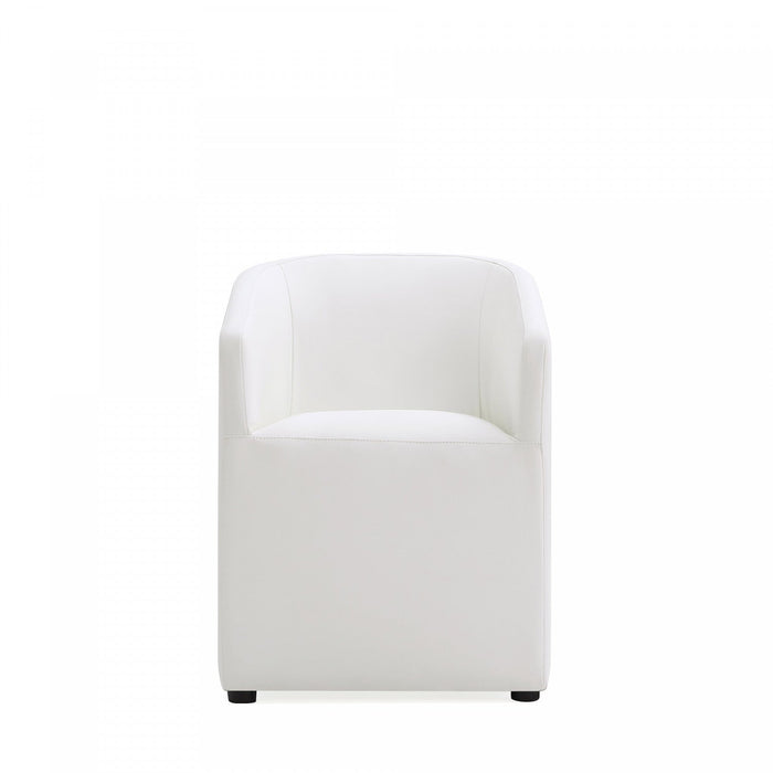 Anna Round Modern Vegan Leather Armchair in White - Set of 2 