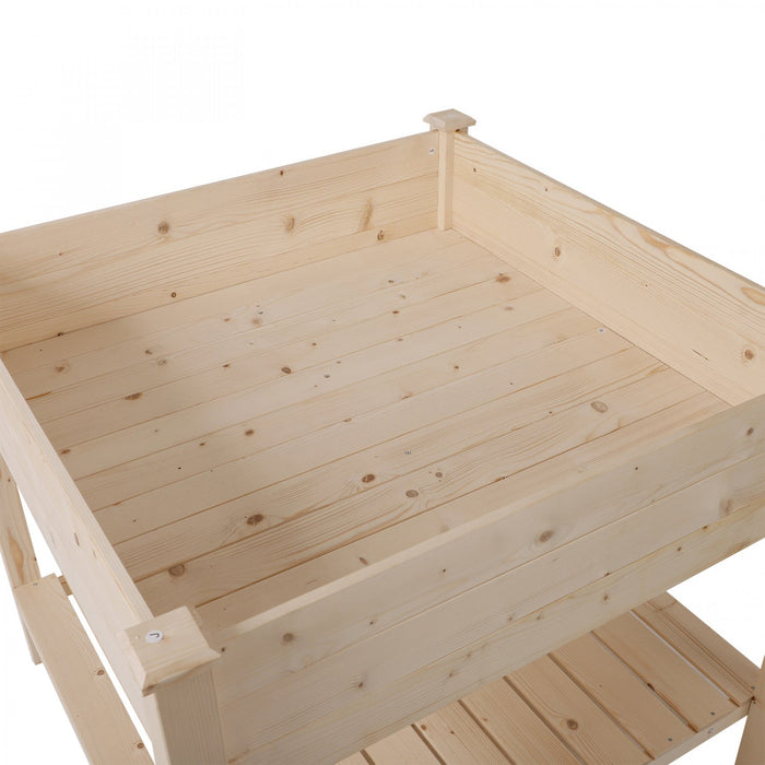 Outsunny Wooden Raised Garden Bed With Liner And Drainage Holes, Outdoor Elevated Planter Box With L