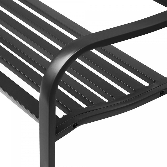Outsunny 50" Outdoor Metal Garden Bench With Vintage Bird Pattern, Black