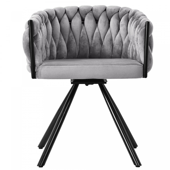 Amelia Velvet Swivel Dining Chairs with Tufted Upholstered and Metal Legs Set of 2, Grey  