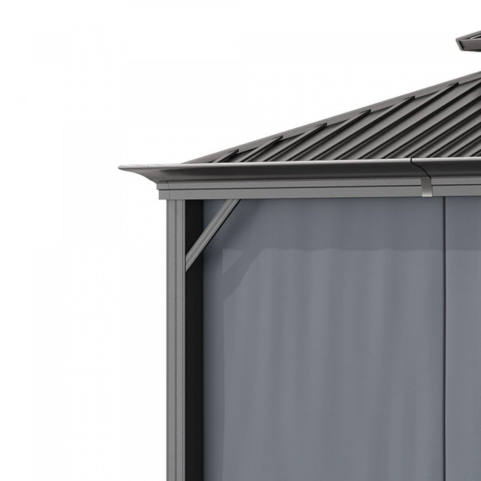 Outsunny 10' X 12' Outdoor Hardtop Gazebo With Galvanized Steel Canopy & Netting Sidewalls For Lawn,