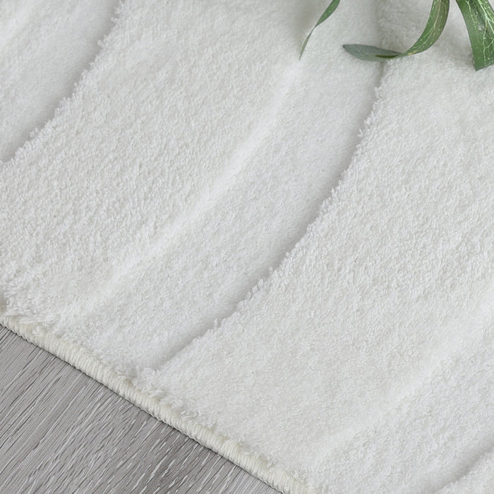 Pearl White Waves Washable Shag Area Rug 8'x10' Indoor Area Rug 