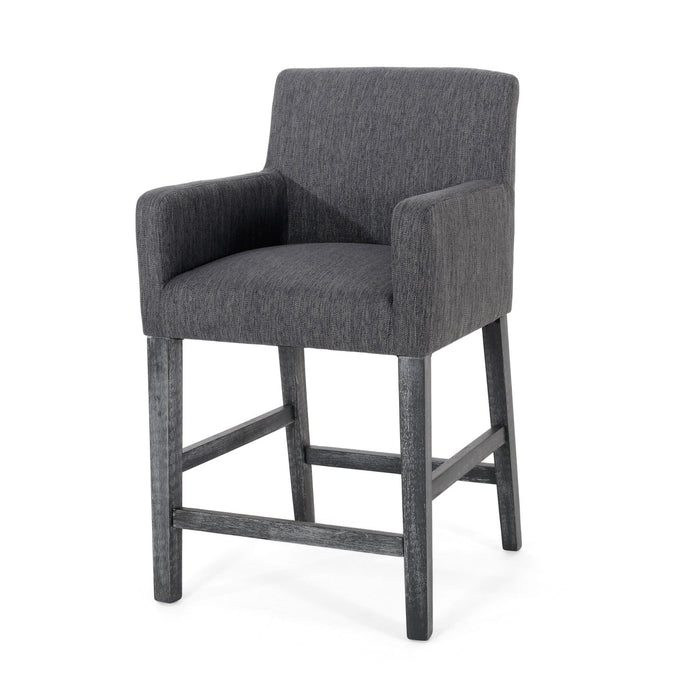 Lewis 26\" Seat Height Counter Stool With Upholstered Fabric And Solid Wood Legs - Charcoal 