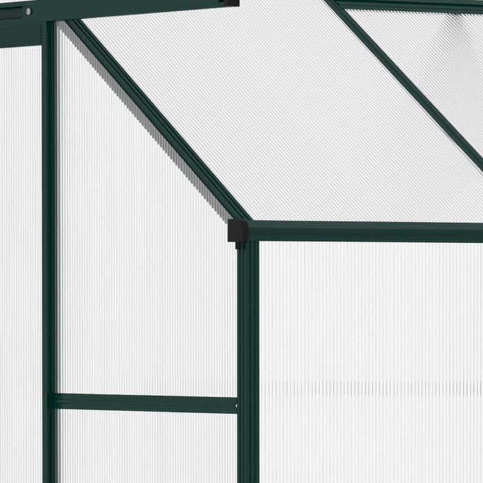 Outsunny 6' X 4' X 7' Aluminum Polycarbonate Lean-to Greenhouse, Outdoor Walk In Garden Green House 