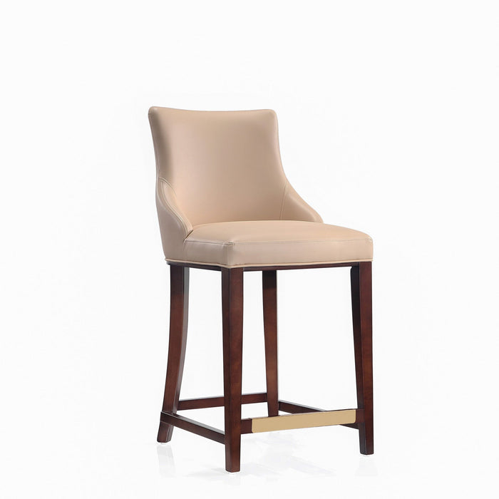 Shubert Modern Wood Upholstered Counter Stool in Tan - Set of 2 