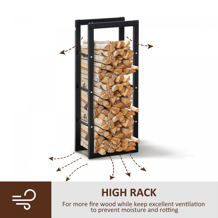 Homcom Firewood Rack Log Holder Fireplace Storage Rack With Handles And 220 Lbs. Weight Capacity, 15
