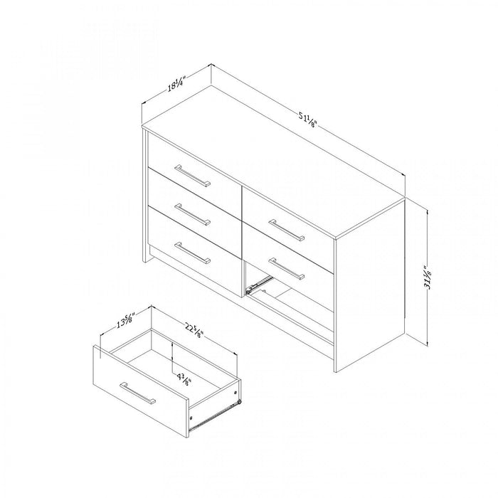 Londen 6-drawer Dresser - Rubbed Black And Weathered Oak 