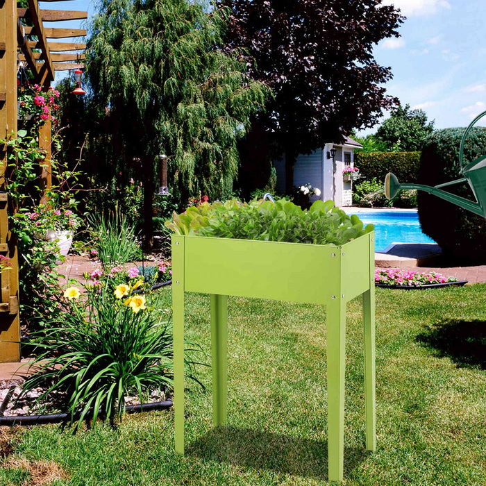 Costway 24'' X12'' Outdoor Elevated Garden Plant Stand Raised Tall Flower Bed Box