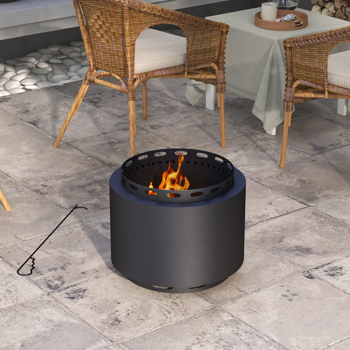 Outsunny Smokeless Fire Pit, 19" Portable Wood Burning Firepit, Black