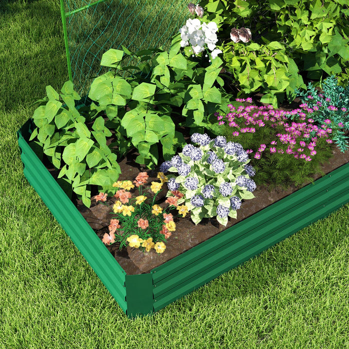 Outsunny Galvanized Raised Garden Bed Outdoor Planter Box with Trellis