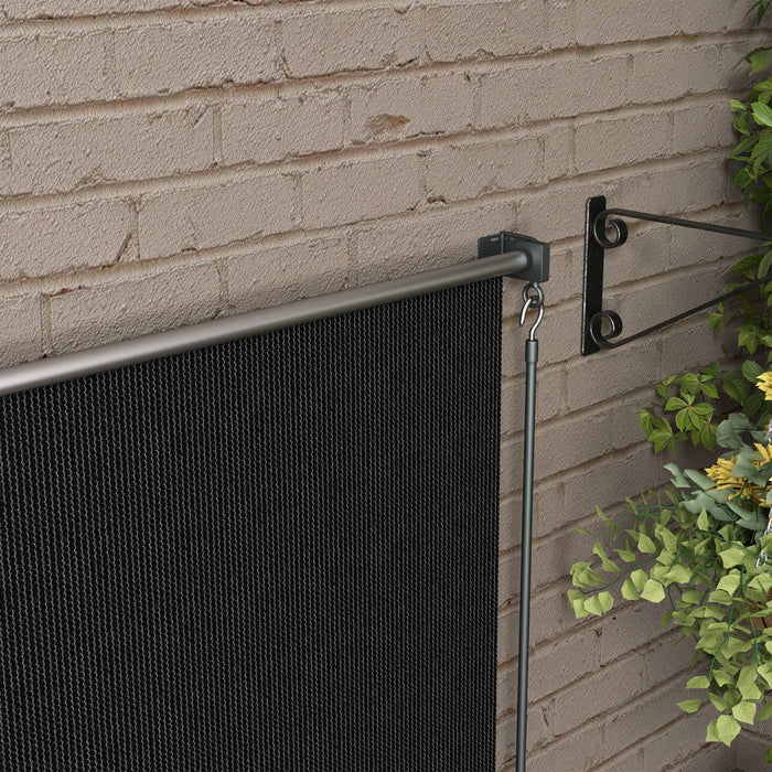 Outsunny Outdoor Roller Shade, 8' X 6' Patio Door Blinds, Black