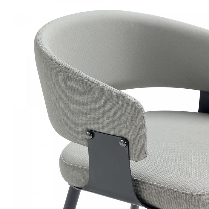 Luce Modern Metal Textured Vegan Leather Dining Chair in Stone Gray 
