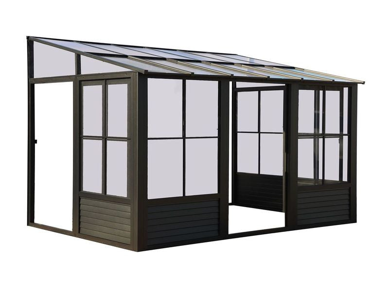 Florence - Wall Mounted Solarium 10x12 Polycarbonate Roof In Black