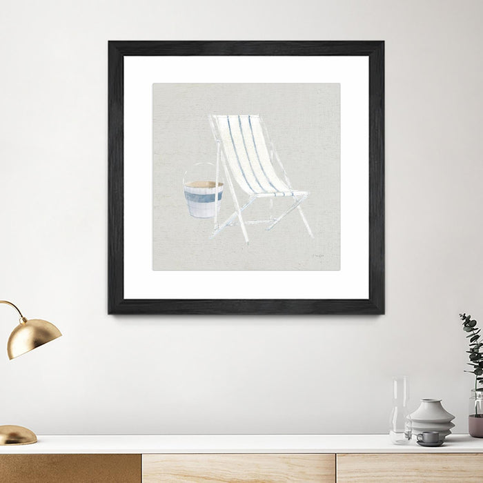 \"Serene Seaside Iii Tan\" Matted and Framed Black 36x36 Wall Art