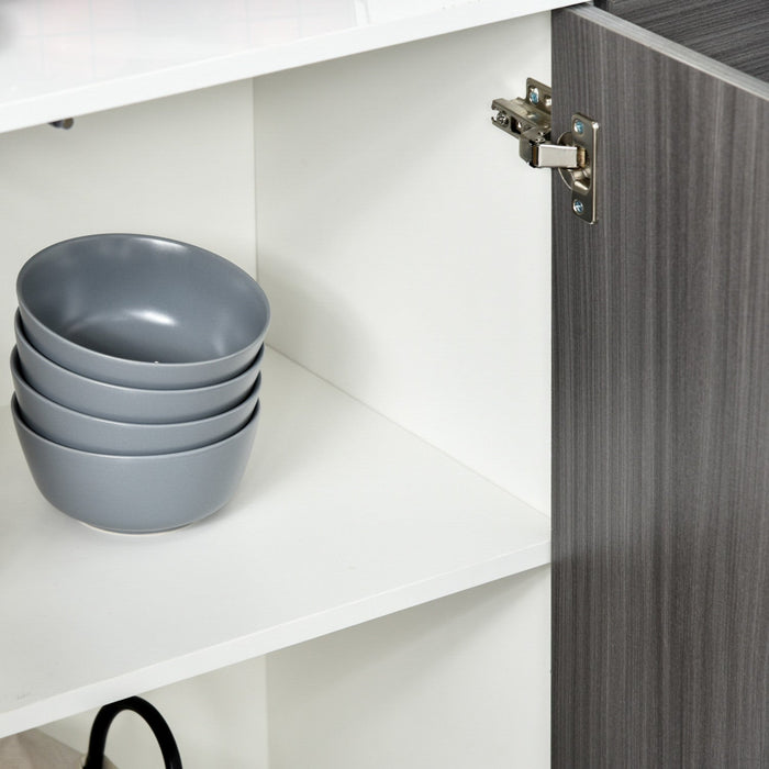 HOMCOM Kitchen Sideboard with Push-Open Drawers and Storage Cabinets, Grey