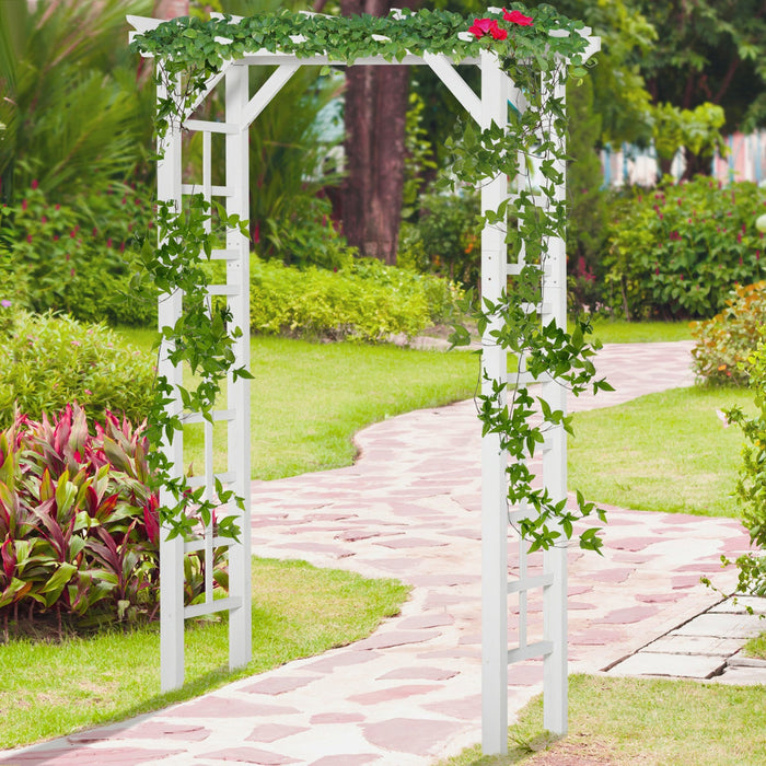 Outsunny 85\" Wooden Garden Arbour For Wedding And Ceremony, Outdoor Garden Arch Trellis For Climbing