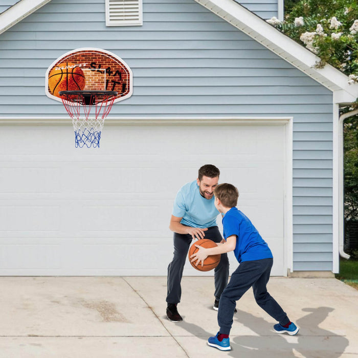 Costway Wall Mounted Fan Backboard With 2 Nets Basketball Hoop And Rim Outdoor Indoor Sports