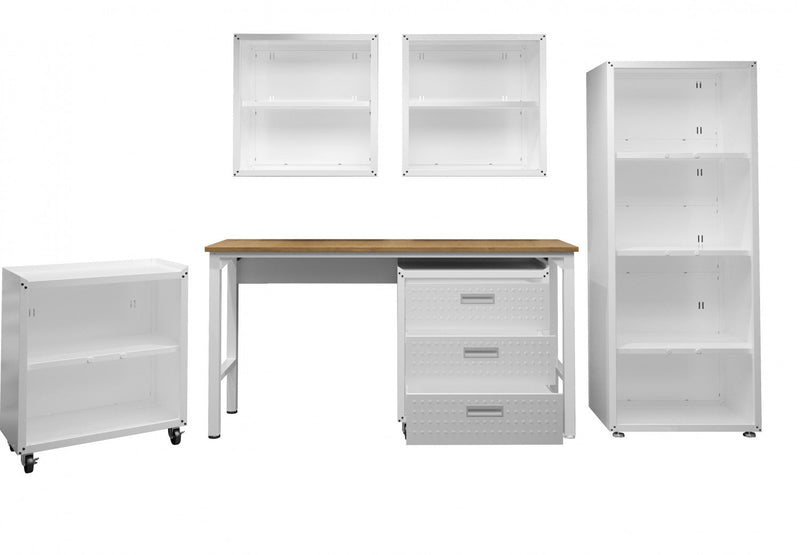 Fortress Modern 6-Piece Garage Set in White Garage Storage 