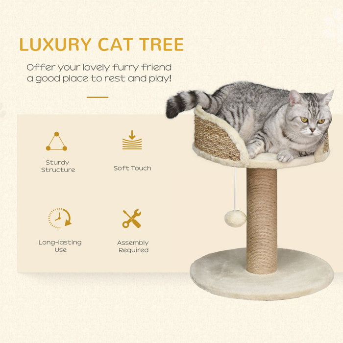 Pawhut Small Cat Tree With Scratching Post, Perch, Toy Ball, Cat Tower For Indoor Cats - 16\" X 16\" X