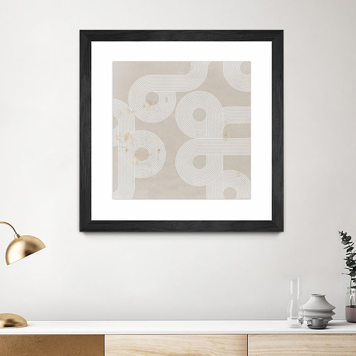\"Fluxus I\" Matted and Framed Black 36x36 Wall Art