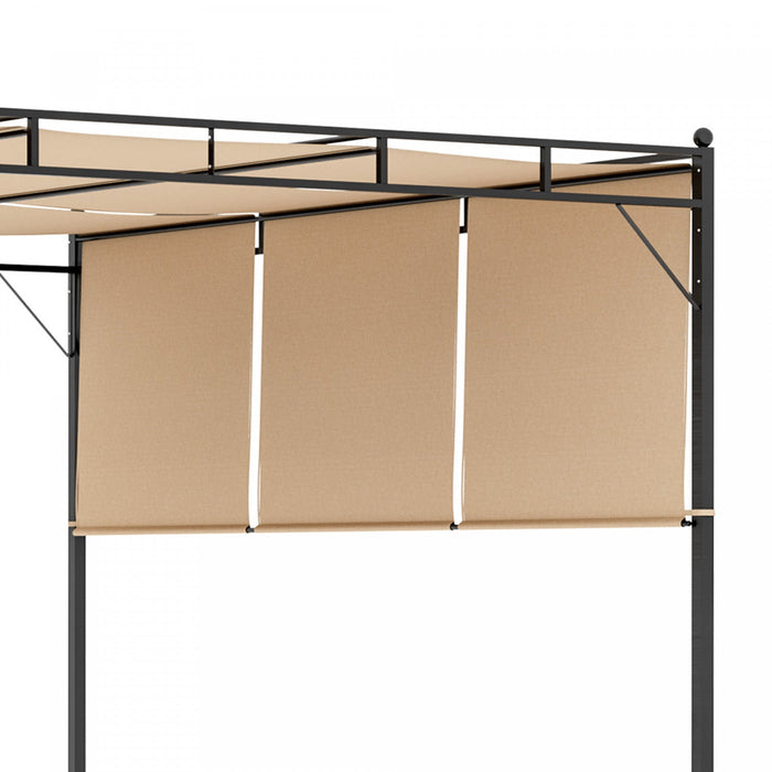 Outsunny 10' X 10' Patio Pergola, Patio Gazebo Sun Shade Shelter With Retractable Canopy, Steel Fram