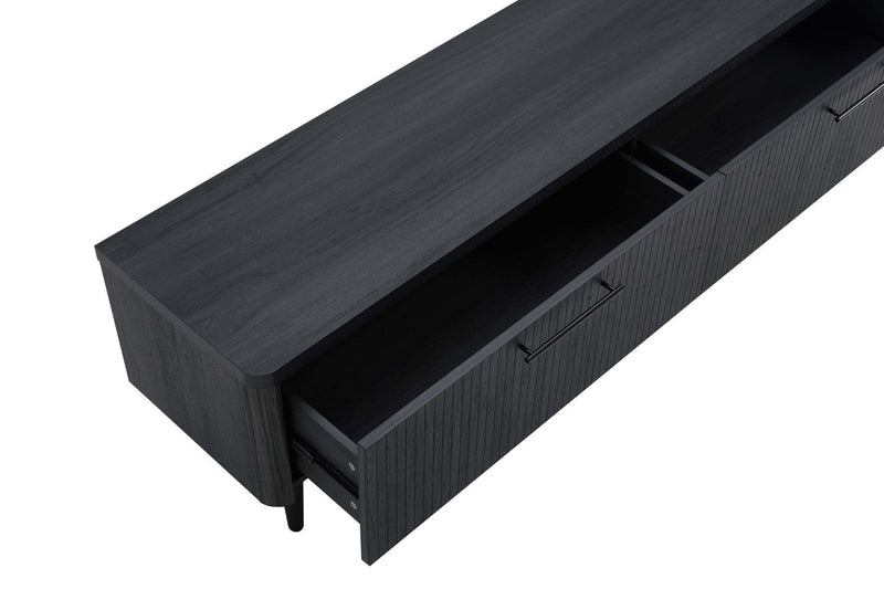 Jodie Mid-Century Modern 69\" Fluted TV Stand in Charcoal Gray 
