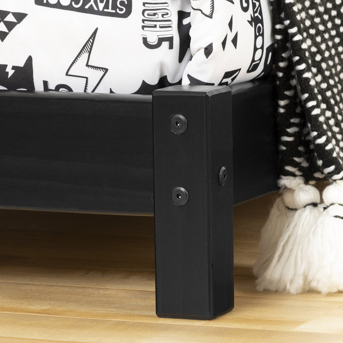 Sweedi Twin Bed With House Frame Headboard - Matte Black 