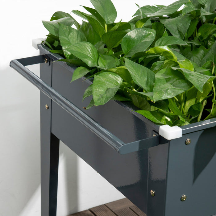 Outsunny Raised Garden Bed With Wheels, 25\"x 22\" X 31\" Galvanized Steel Elevated Planter Box With Le