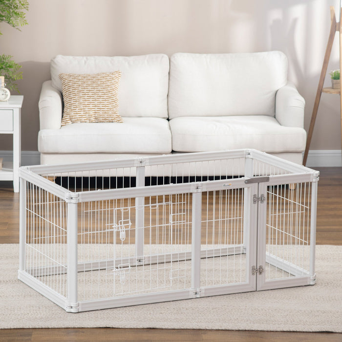 Pawhut Dog Playpen, 6 Panels 24.5\" Heavy Duty Pet Playpen, Foldable Dog Exercise Pen With Door Indoo