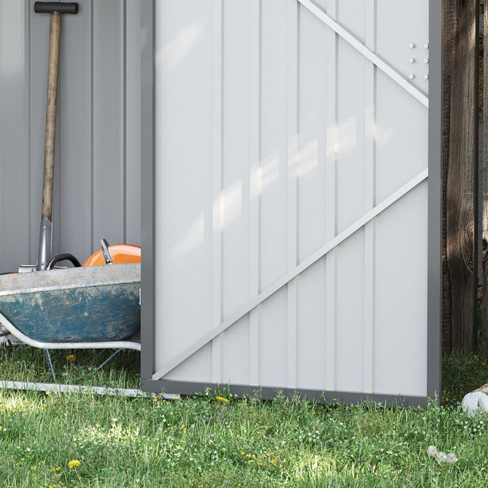 Outsunny 3.3' X 3.4' Lean-to Garden Storage Shed, Outdoor Galvanized Steel Tool House With Lockable 